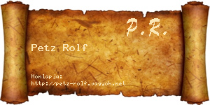 Petz Rolf névjegykártya